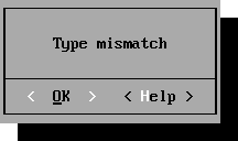 QBASIC Type Mismatch dialog